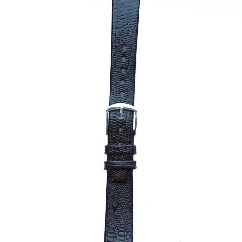 Leather Watchband Large Purple Skin with Silver Clasp