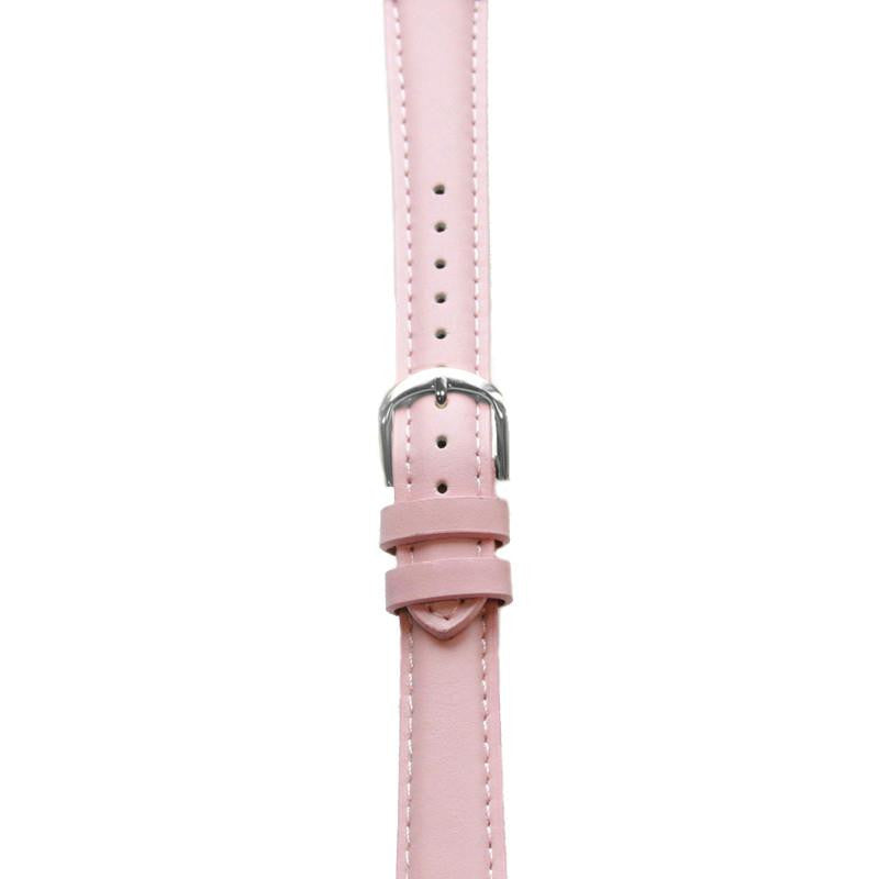 Leather Watchband Large Pink Padded with Silver Clasp