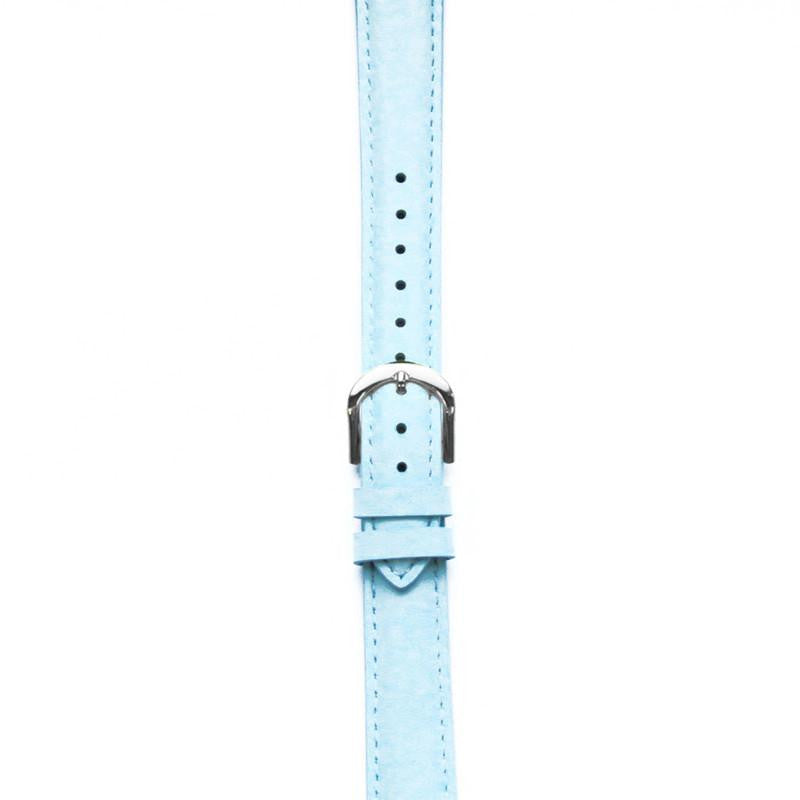 Leather Watchband Large Baby Blue Padded with Silver Clasp