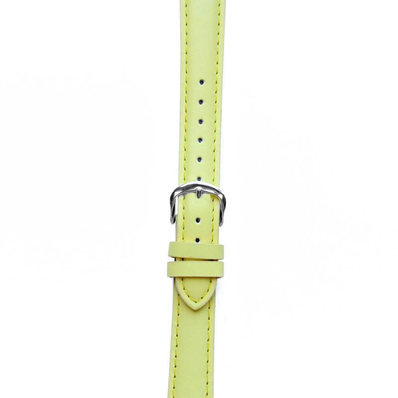 Leather Watchband Large Yellow Padded with Silver Clasp