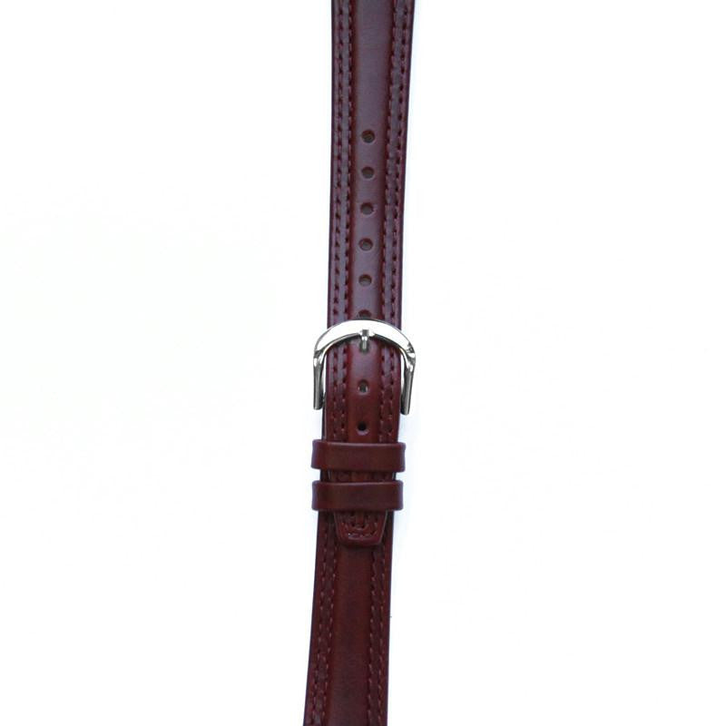 Leather Watchband Large Burgundy Padded with Silver Clasp