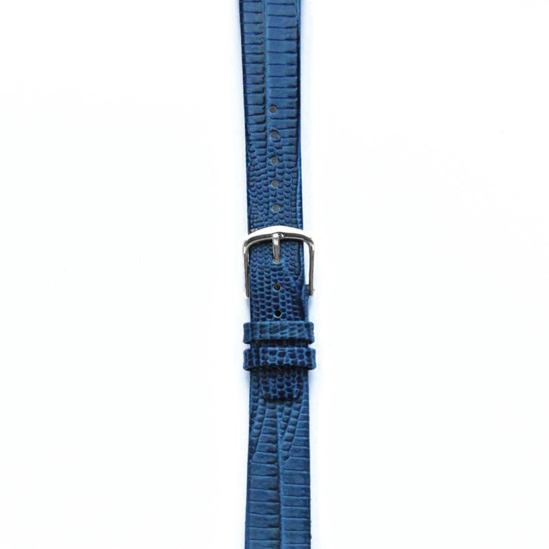 Leather Watchband Large Royal Blue Skin with Silver Clasp