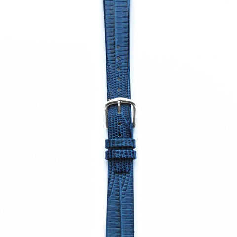 Leather Watchband Large Royal Blue Skin with Silver Clasp