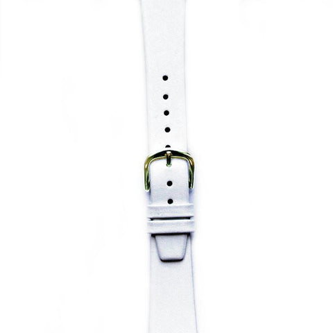 Leather Watchband Small White Gold Buckle