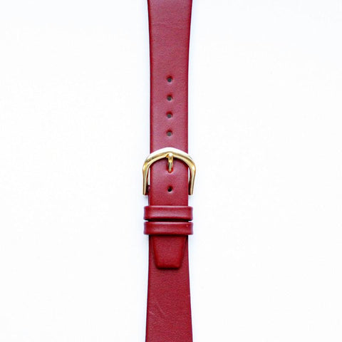 Leather Watchband Small Red Gold Buckle