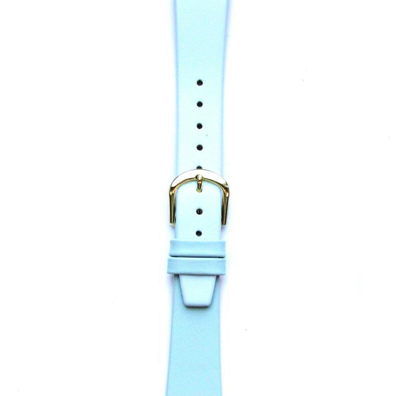 Leather Watchband Small Light Blue Gold Buckle