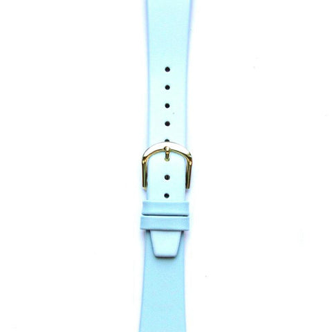 Leather Watchband Small Light Blue Gold Buckle