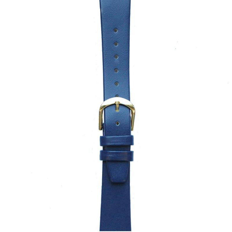 Leather Watchband Small Royal Blue Gold Buckle