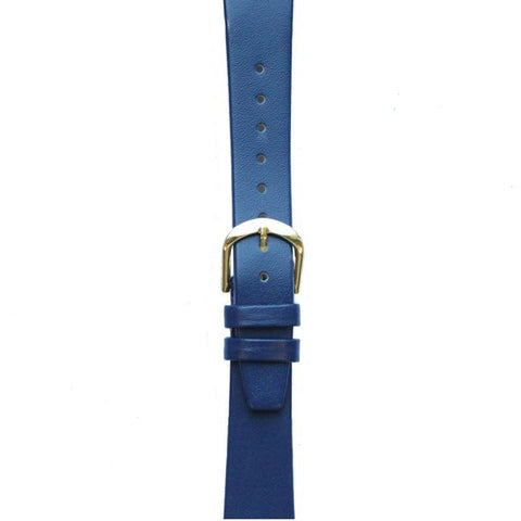 Leather Watchband Small Royal Blue Gold Buckle