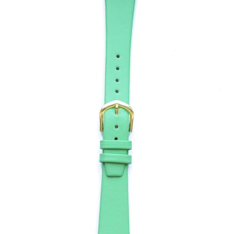 Leather Watchband Small Bright Green Gold Buckle