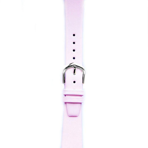 Leather Watchband Small Pink Silver Buckle