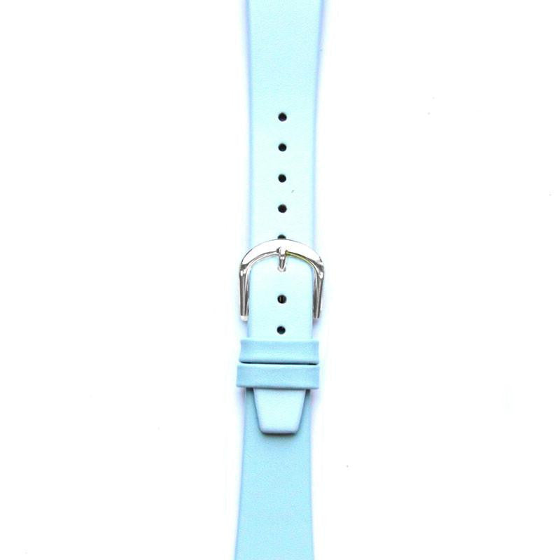 Leather Watchband Small Light Blue Silver Buckle