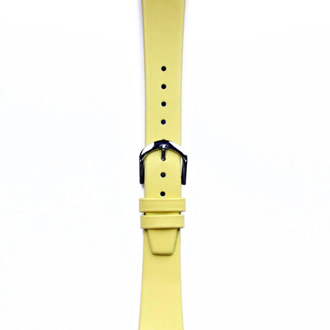 Leather Watchband Small Yellow Silver Buckle