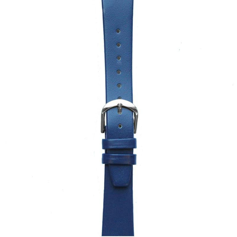 Leather Watchband Small Royal Blue Silver Buckle