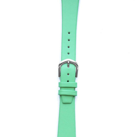 Leather Watchband Small Bright Green Silver Buckle