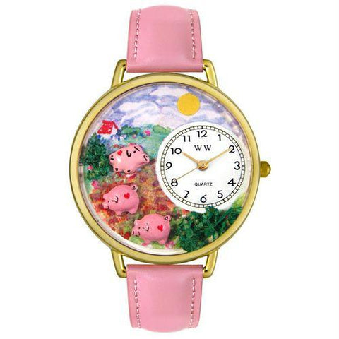 Pigs Large Gold Whimsical Watch