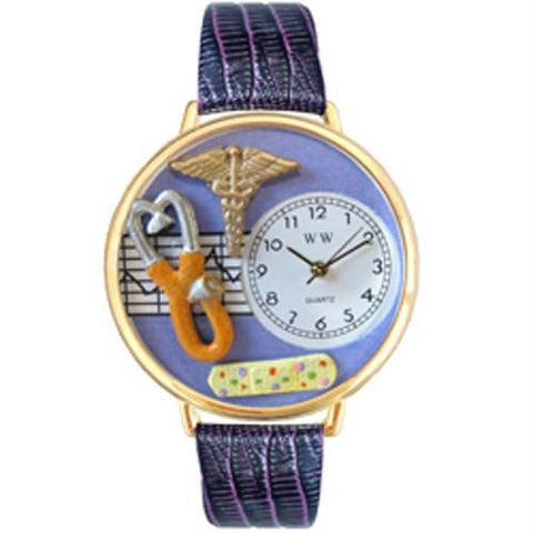 Nurse 2 Purple Watch in Gold (Large)