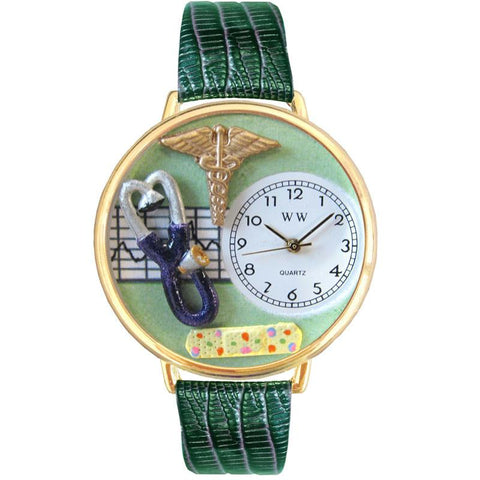 Nurse 2 Green Watch in Gold (Large)