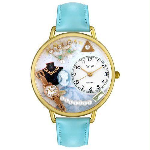 Jewelry Lover Pearls Blue Watch in Gold (Large)