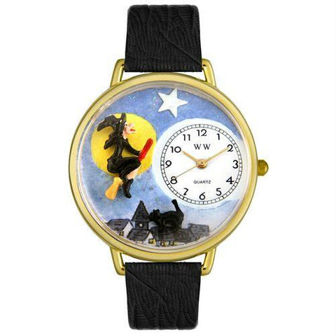 Halloween Flying Witch Watch in Gold (Large)