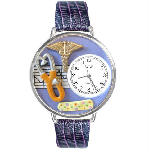 Nurse 2 Purple Watch in Silver (Large)