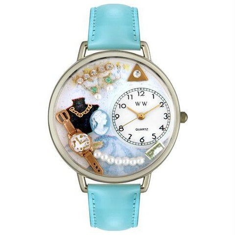 Jewelry Lover Pearls Blue Watch in Silver (Large)