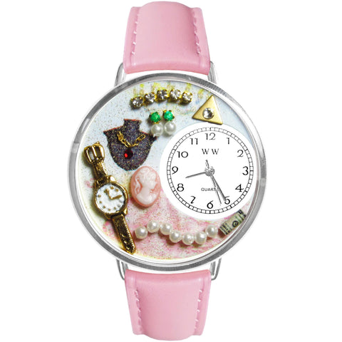 Jewelry Lover Pink Pearls Watch in Silver (Large)