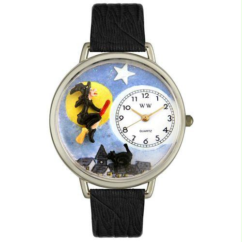 Halloween Flying Witch Watch in Silver (Large)